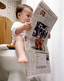 Reading in “the john”. Reading in "the john".