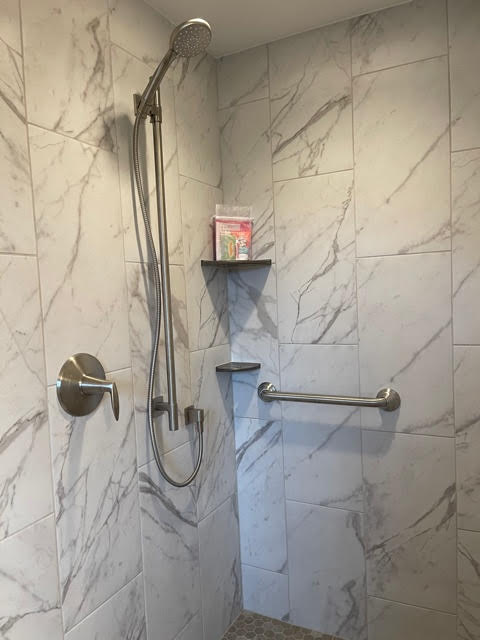 image of a shower with safety bars constructed by BathFixer of La crosse.